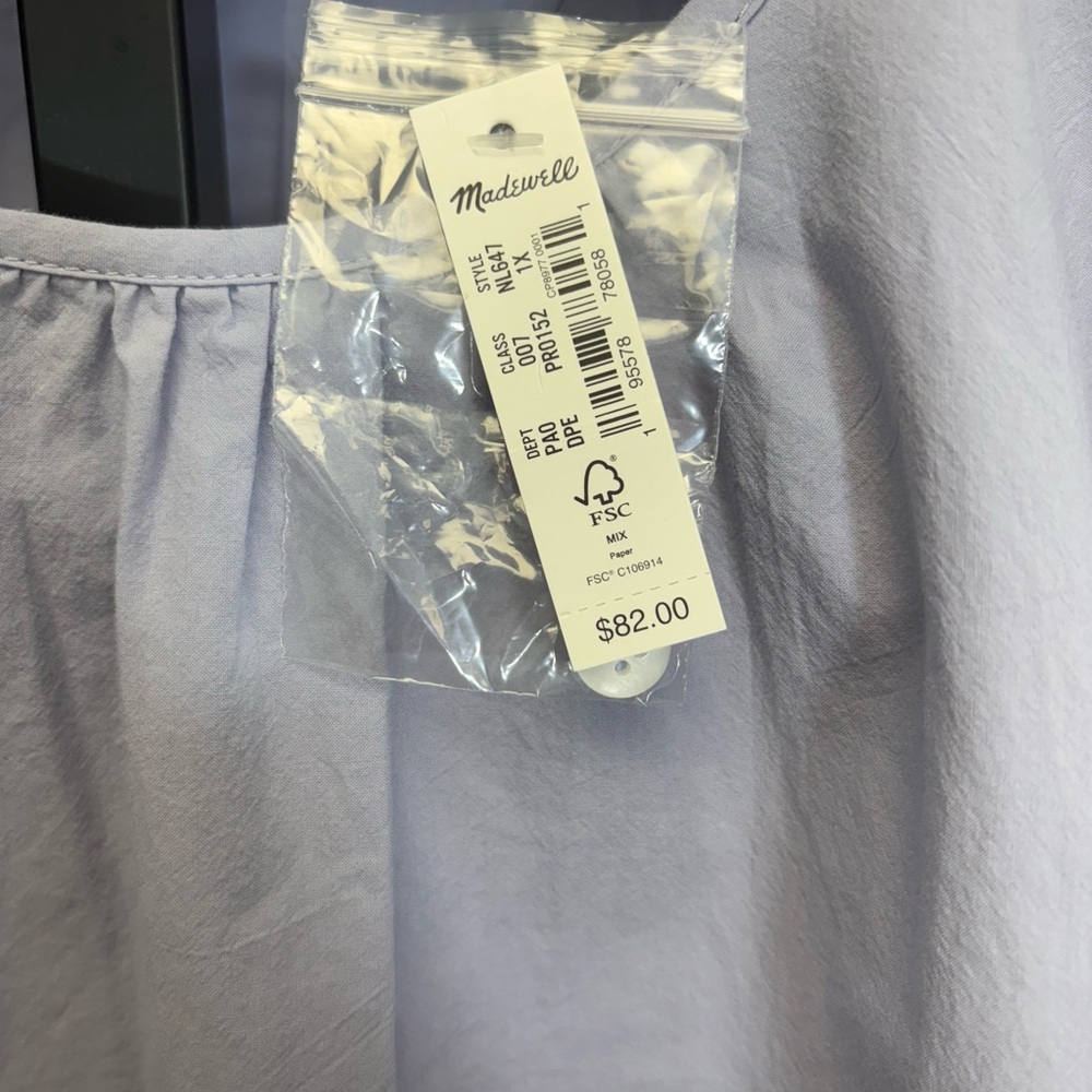 MADEWELL Lavender Puff Sleeve Women's Top NWT - Picture 4 of 4